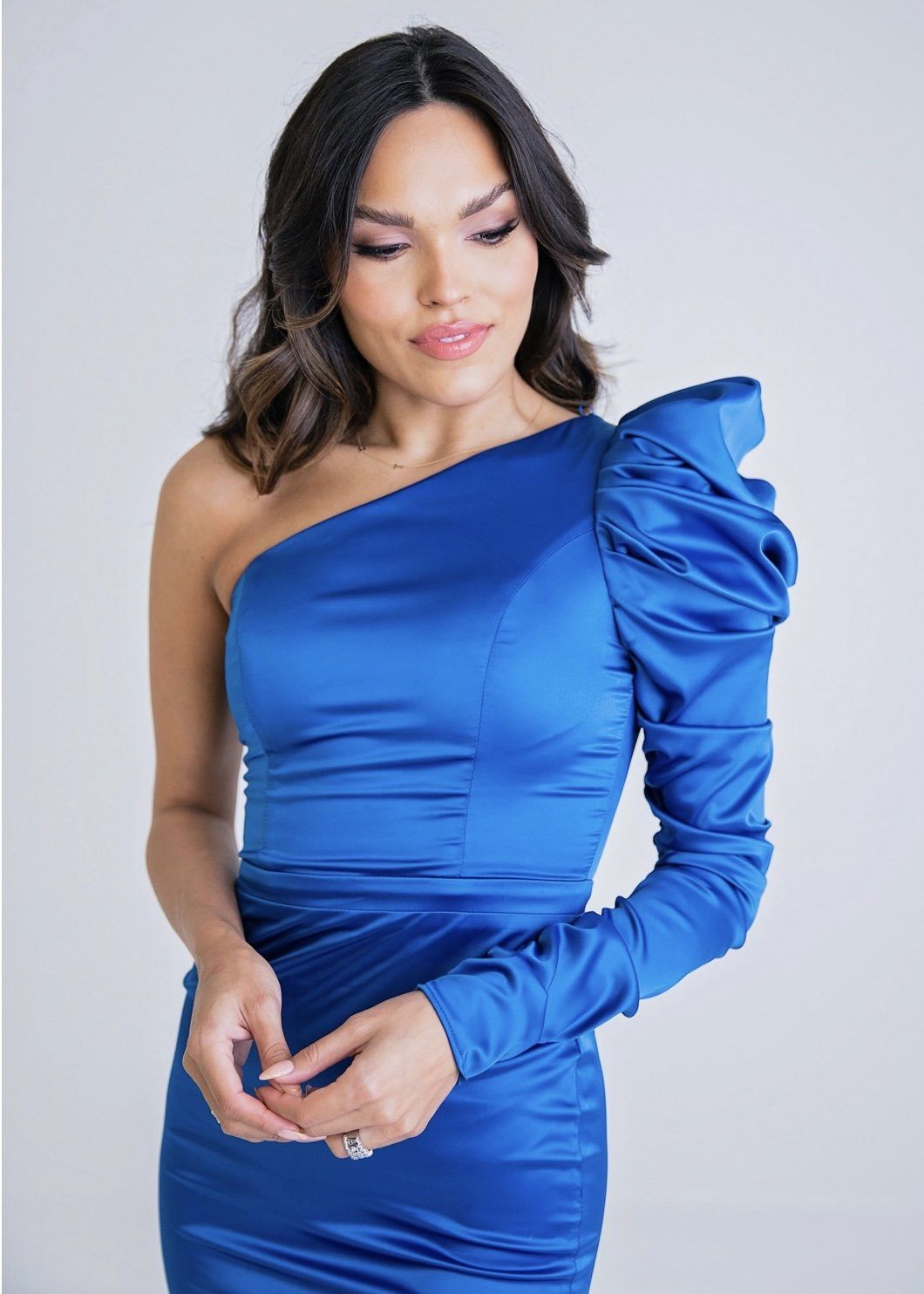 Karlie Solid Satin One Shoulder