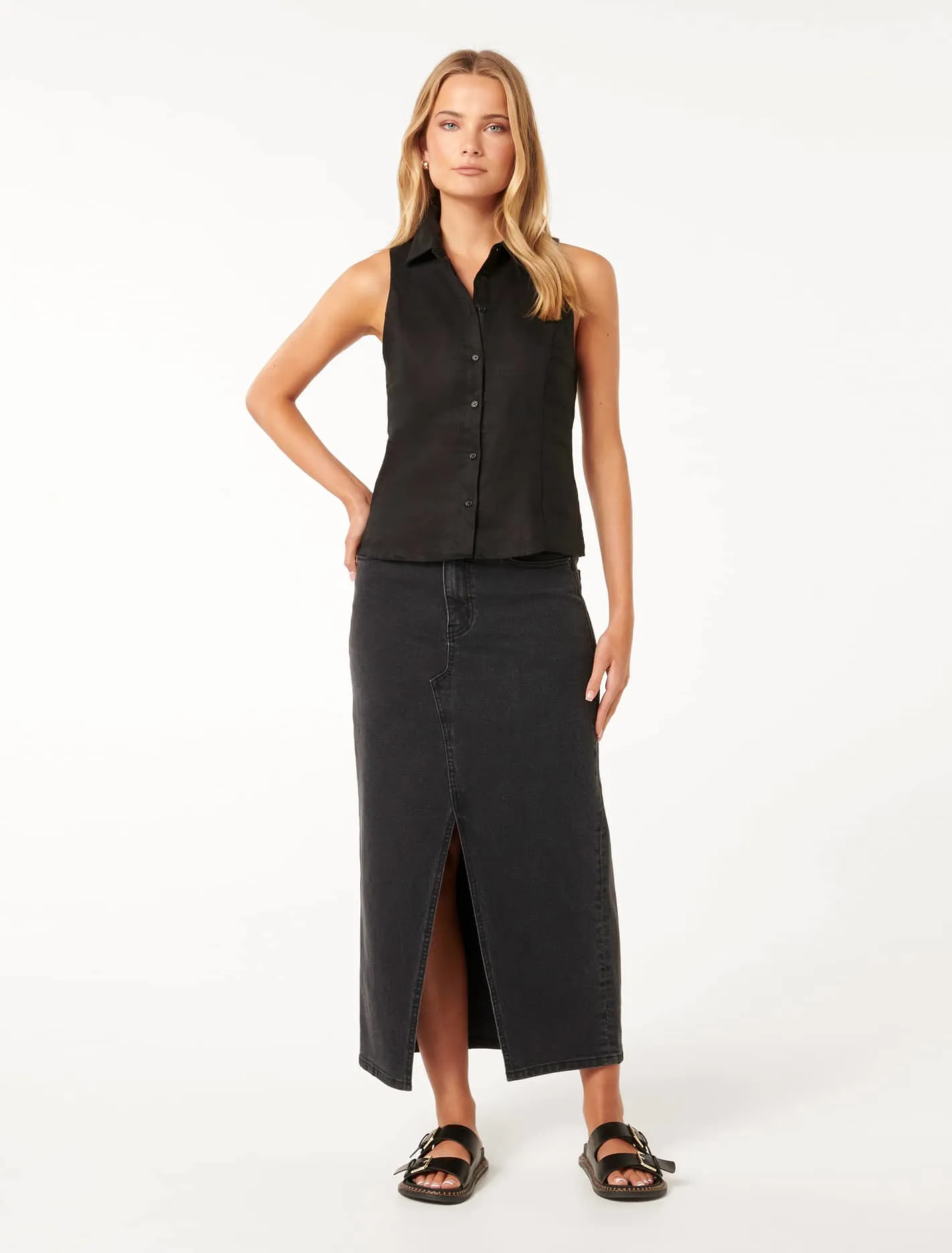 Kathleen Linen Sleeveless Shirt