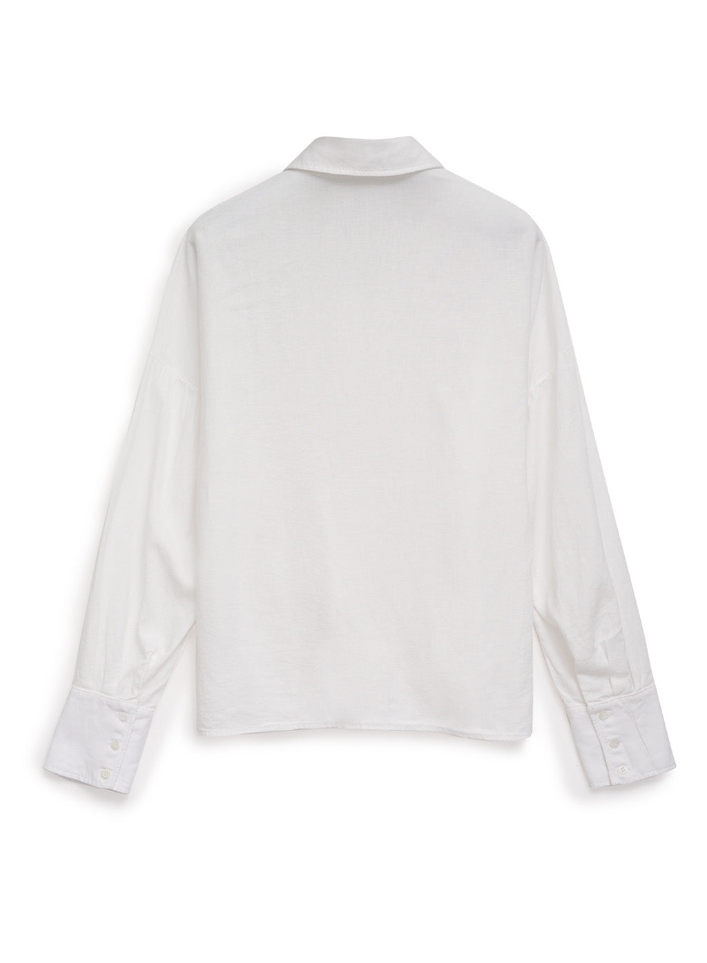 Linen Long Sleeve Front Twist Shirt in White