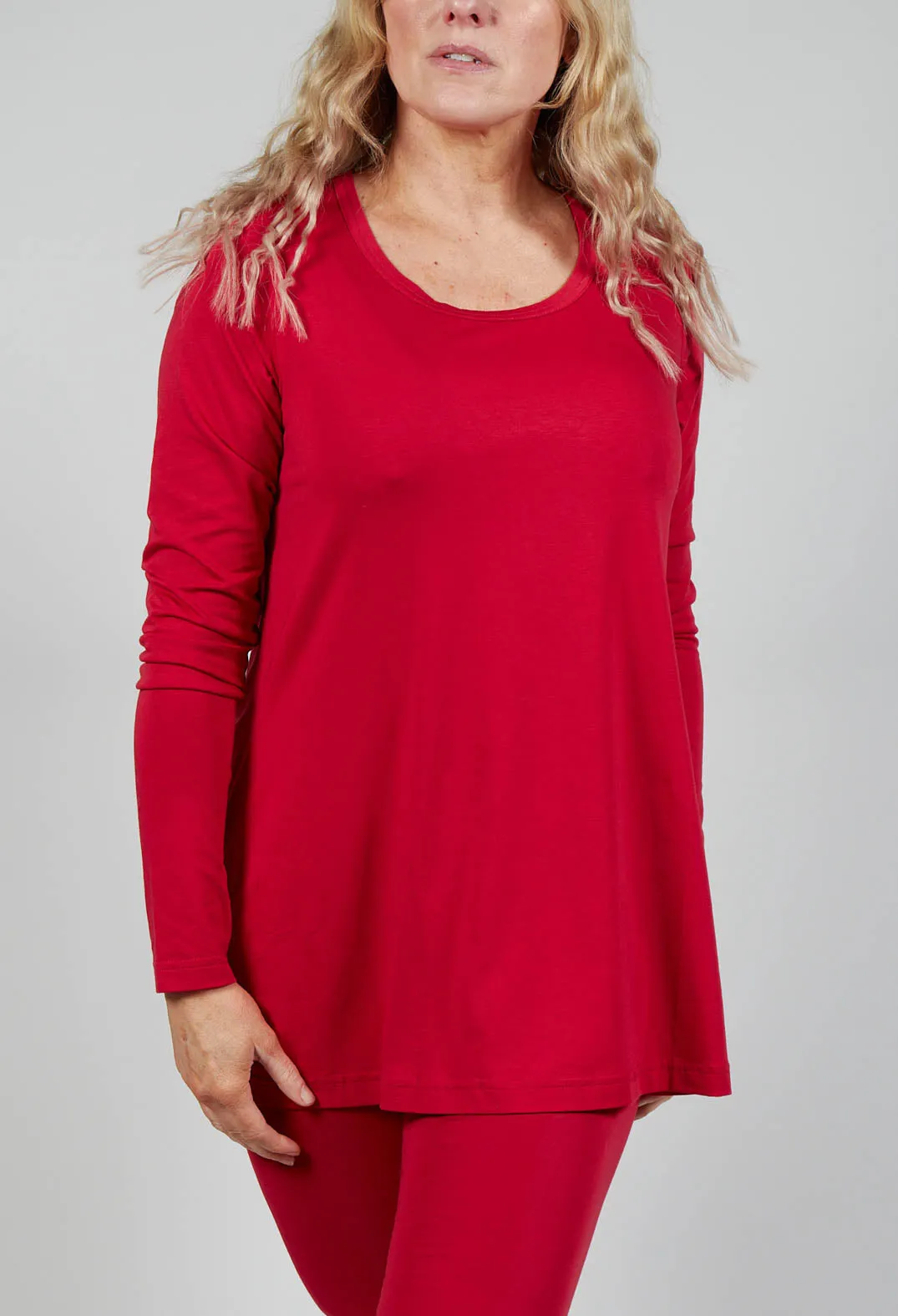 Long Sleeve Jersey Top in Chili