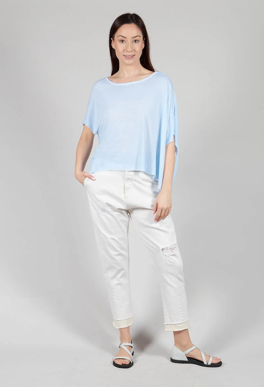 Loose Fit Jersey Top in Icy Blue