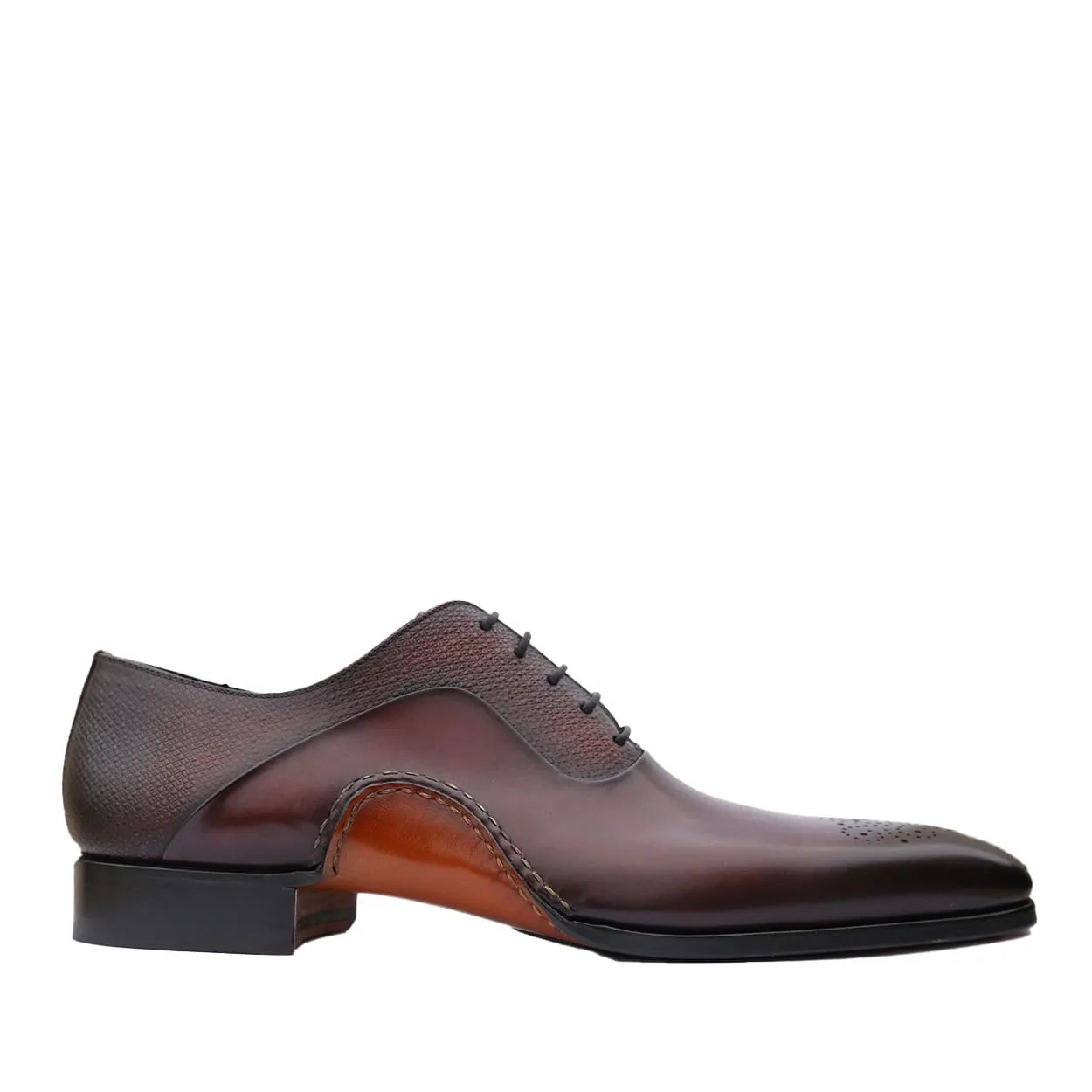 Magnanni 20120 Sanchez II Men's Shoes Burgundy Grabado Print / Calf-Skin Leather Oxfords (MAGS1134)