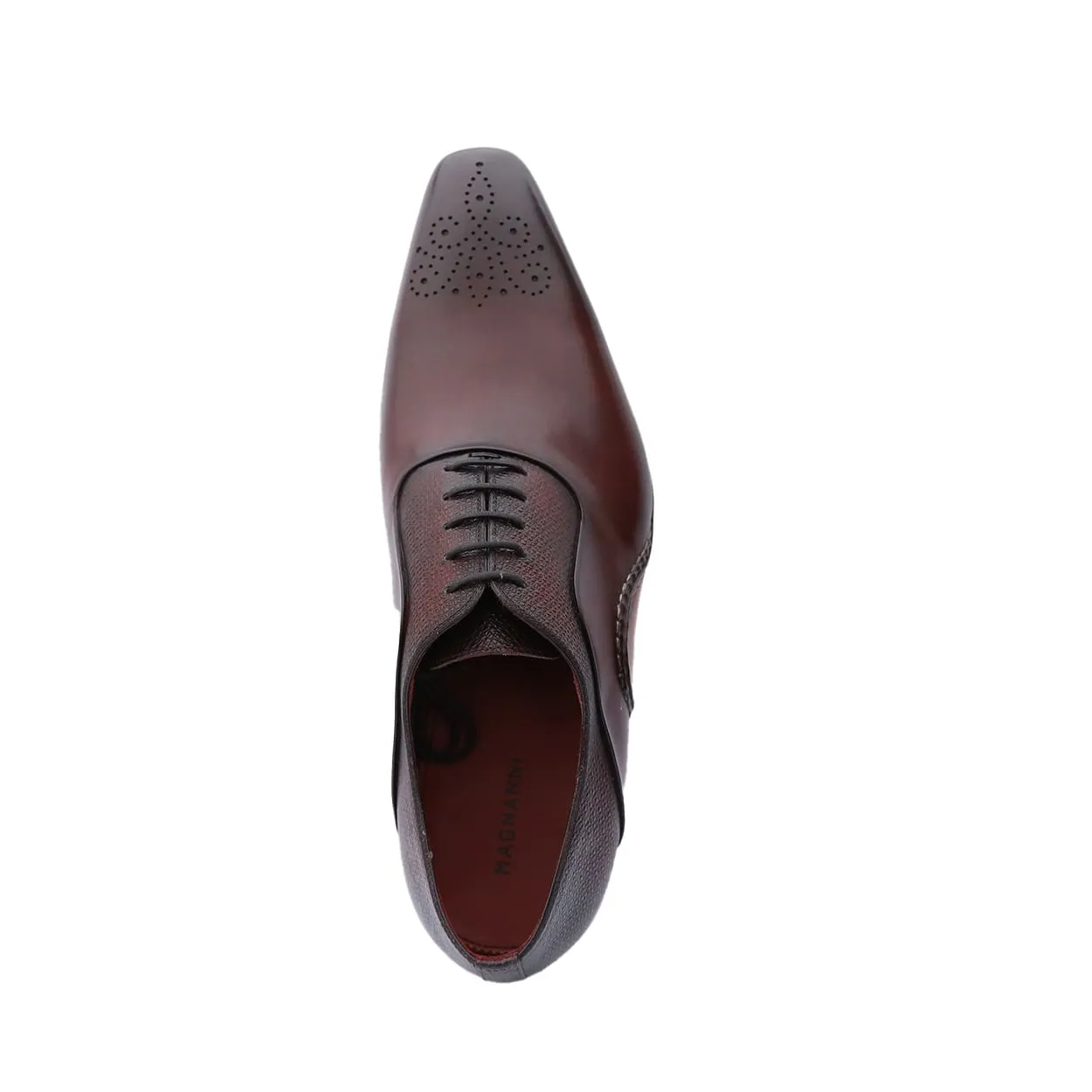 Magnanni 20120 Sanchez II Men's Shoes Burgundy Grabado Print / Calf-Skin Leather Oxfords (MAGS1134)