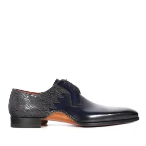 Magnanni 24834 Hayos Men's Shoes Navy Laser Print / Calf-Skin Leather Derby Oxfords (MAGS1133)