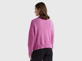 Mauve pink cotton sweater - Mauve | Benetton