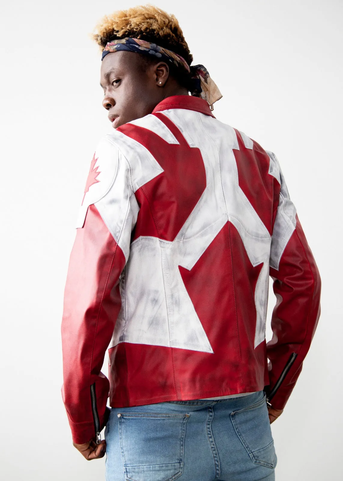 Mens Canada Flag Canuck Comic Red Leather Jacket Suit