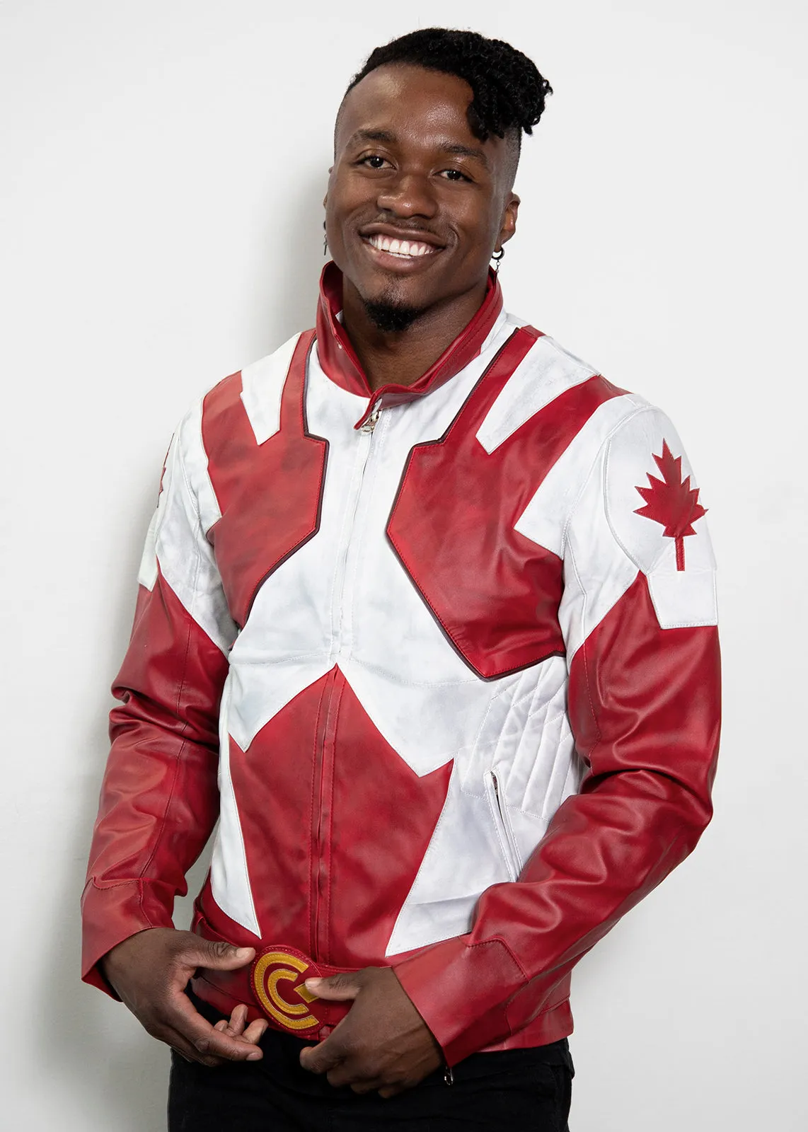 Mens Canada Flag Canuck Comic Red Leather Jacket Suit