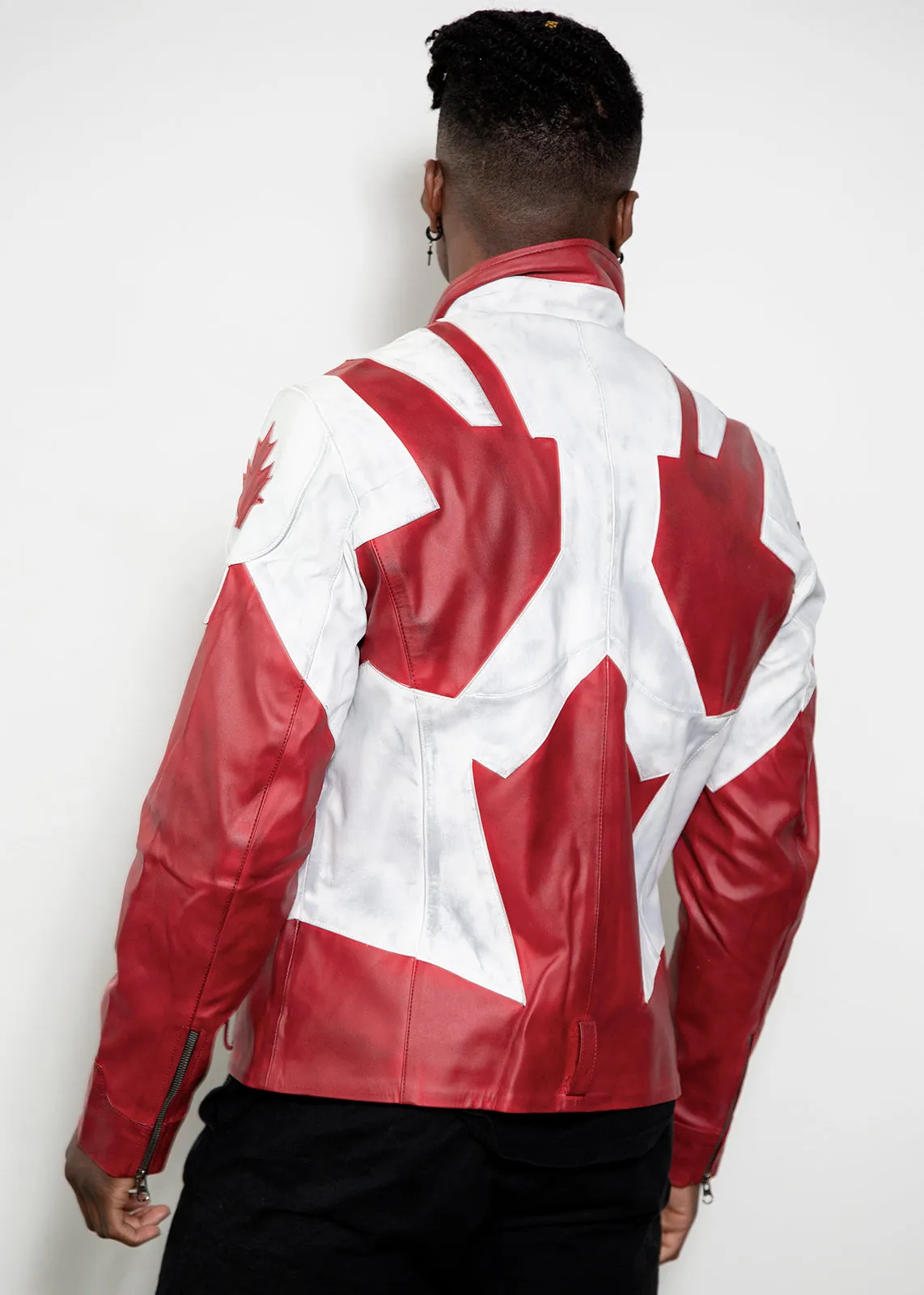 Mens Canada Flag Canuck Comic Red Leather Jacket Suit