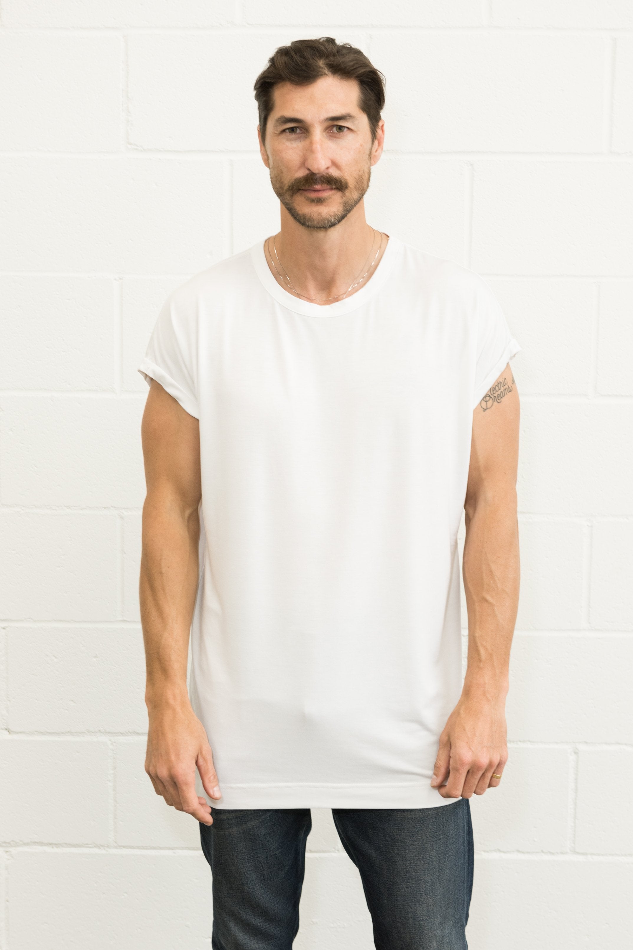 Men's Modal Hi-Lo Crew Neck Tee