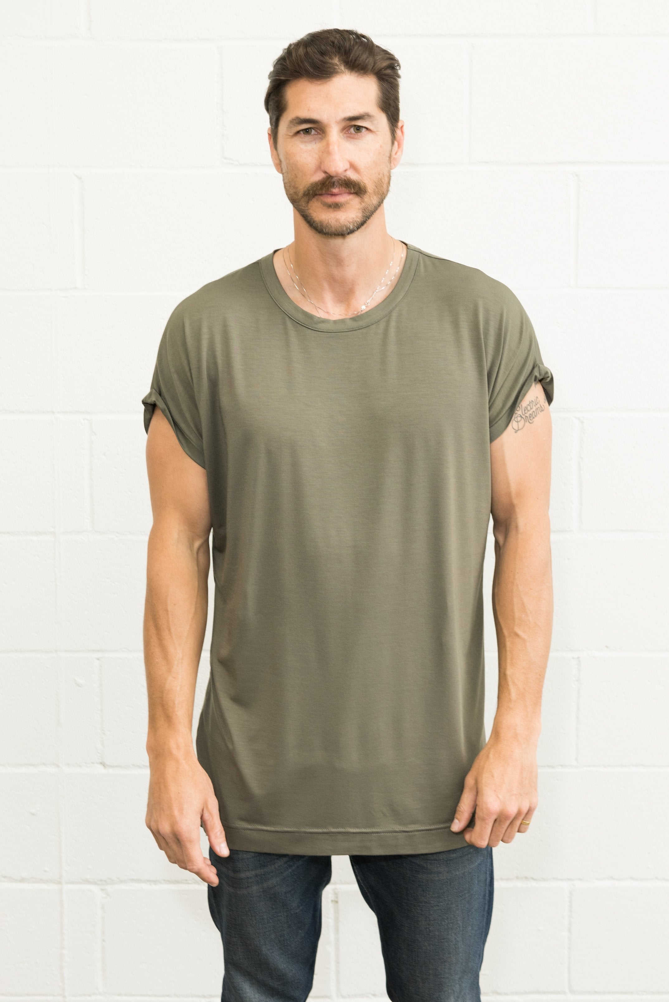 Men's Modal Hi-Lo Crew Neck Tee