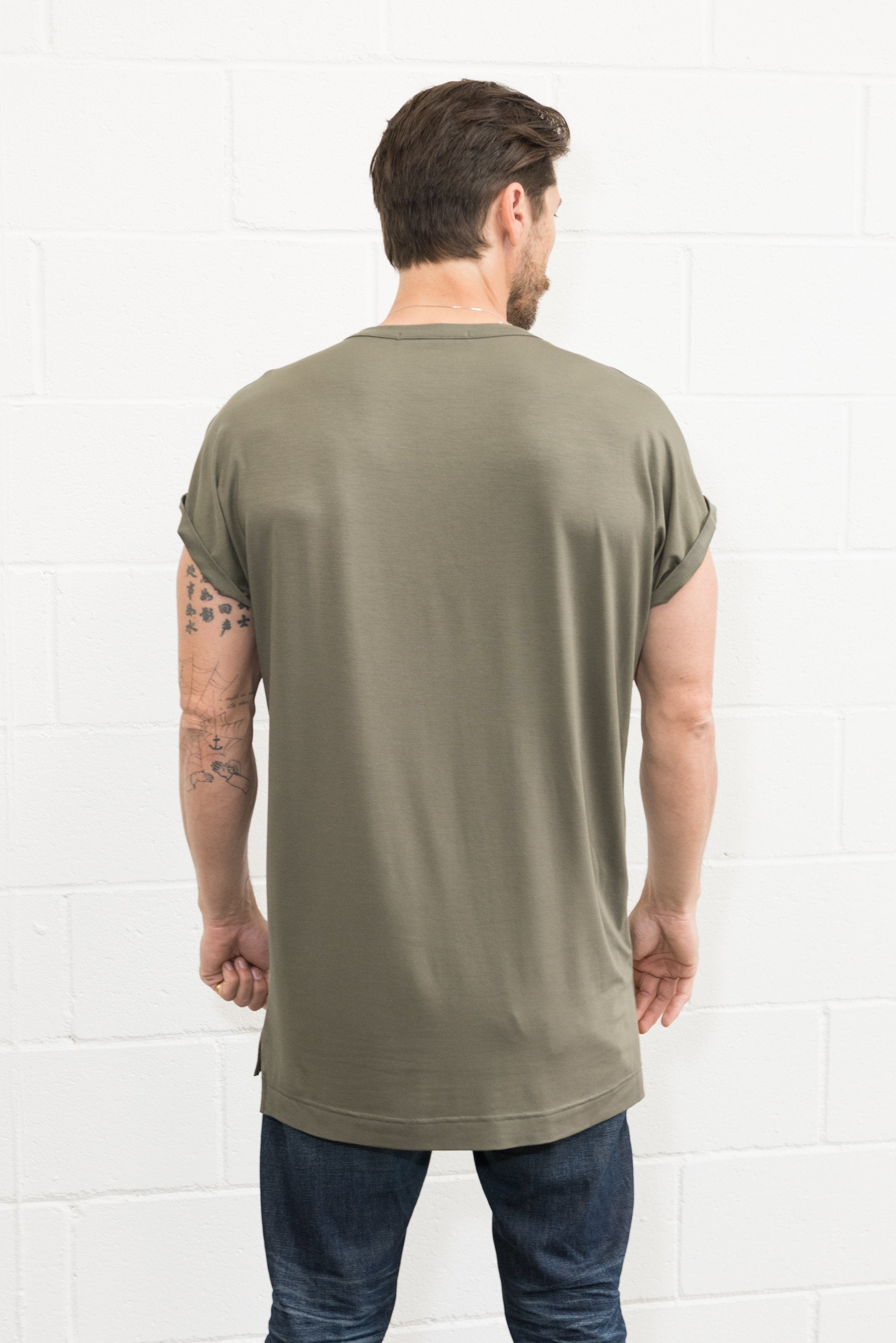 Men's Modal Hi-Lo Crew Neck Tee