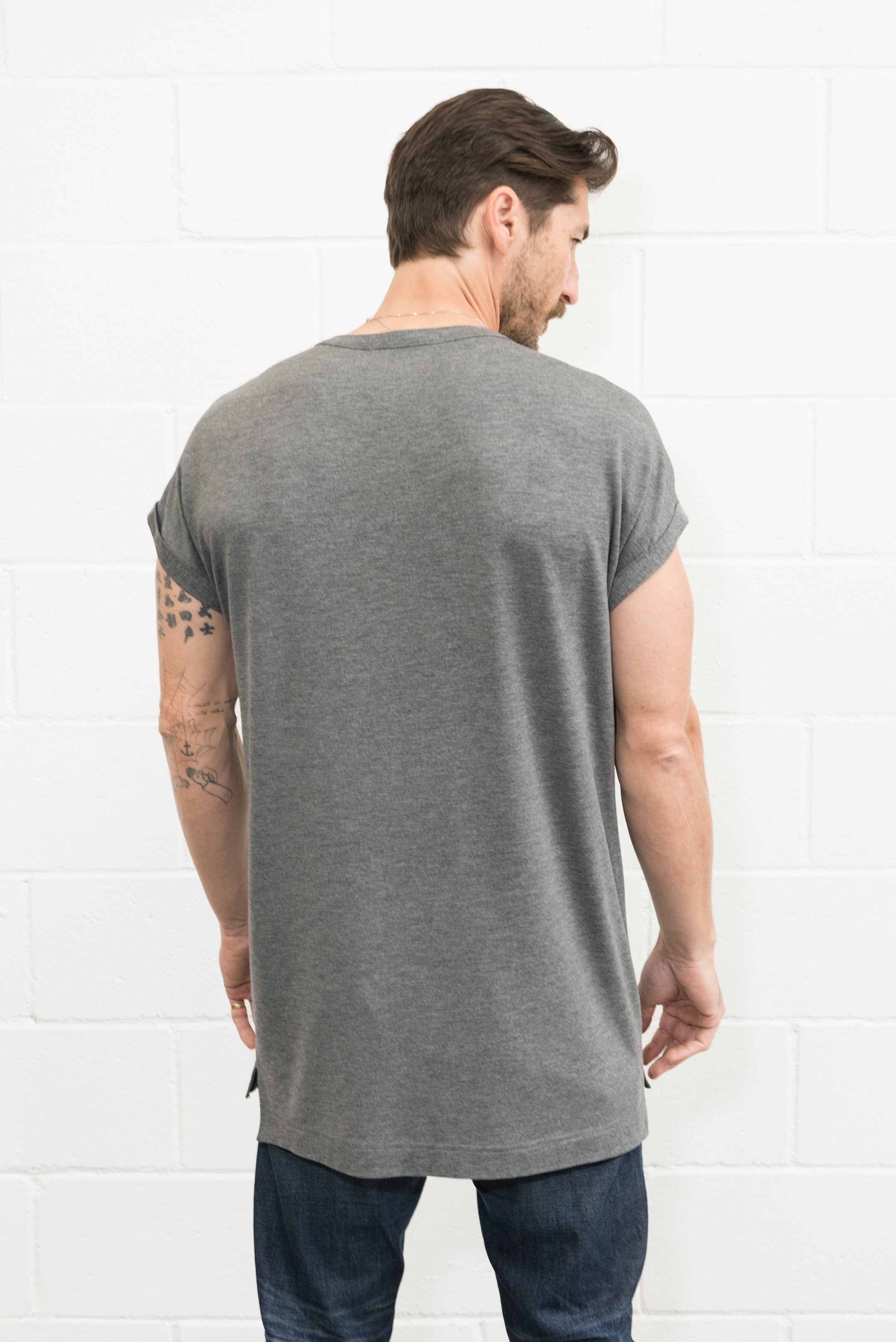 Men's Modal Hi-Lo Crew Neck Tee