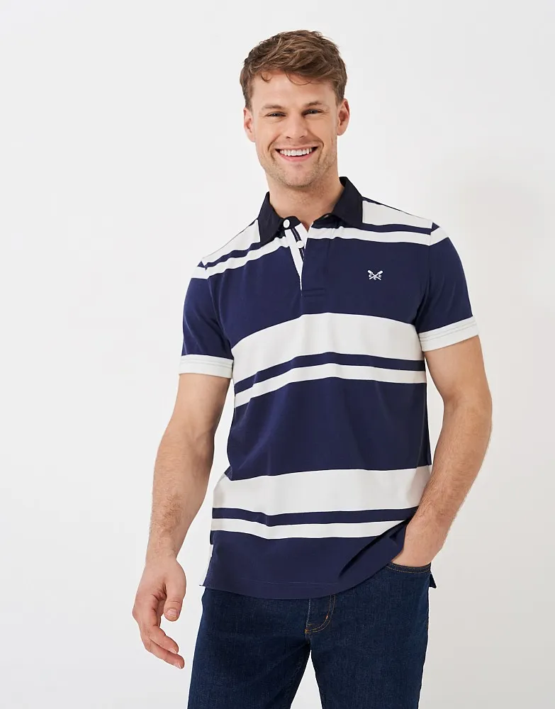 Men's Short Sleeve Banded Stripe Rugby Shirt from Crew Clothing Company