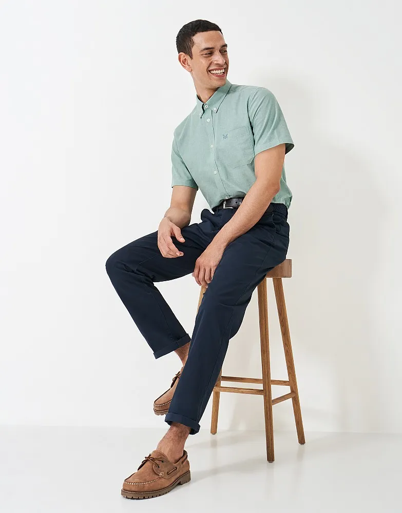 Men's Short Sleeve Oxford Shirt - Verdent Green from Crew Clothing Company