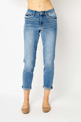 Midrise Cuffed Slim Jean-Judy Blue