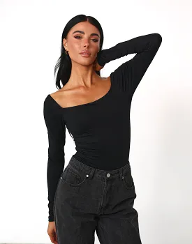 Monae Long Sleeve Bodysuit (Black)