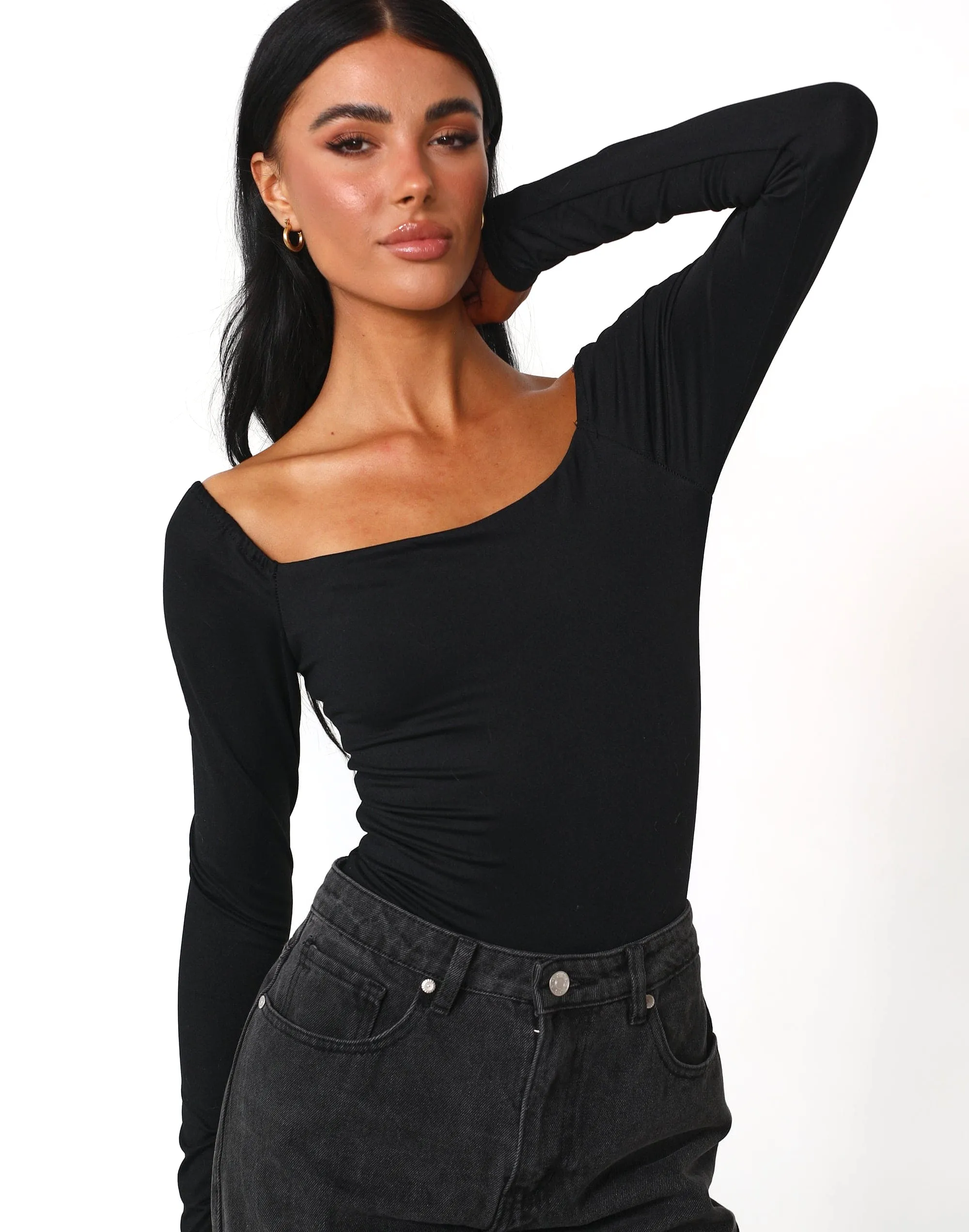 Monae Long Sleeve Bodysuit (Black)