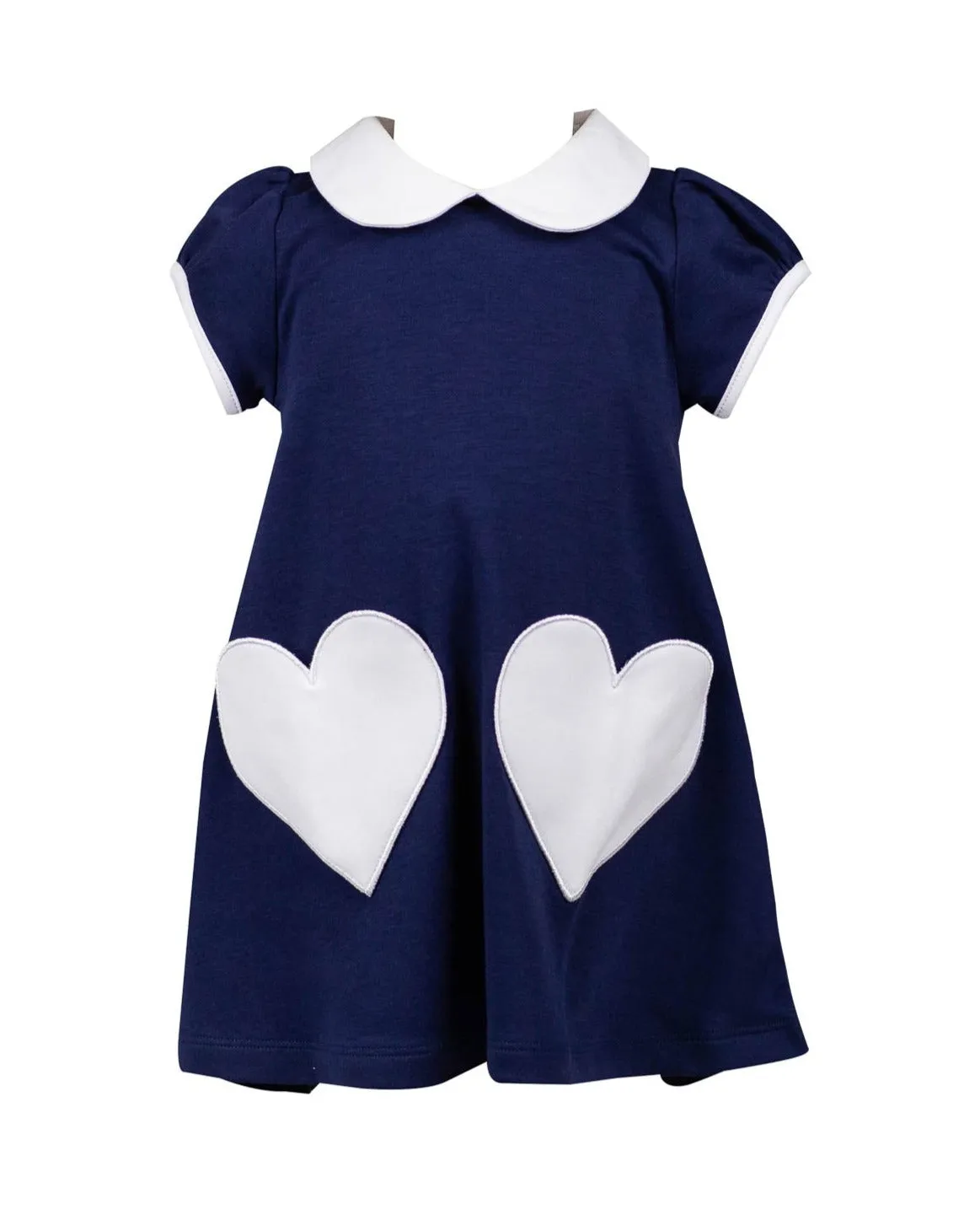 Navy A Line Dress With Heart Pockets