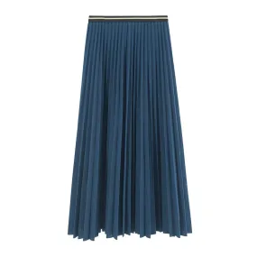 New Women Summer A-Line Pleated Stretch High Waist Long Skirt