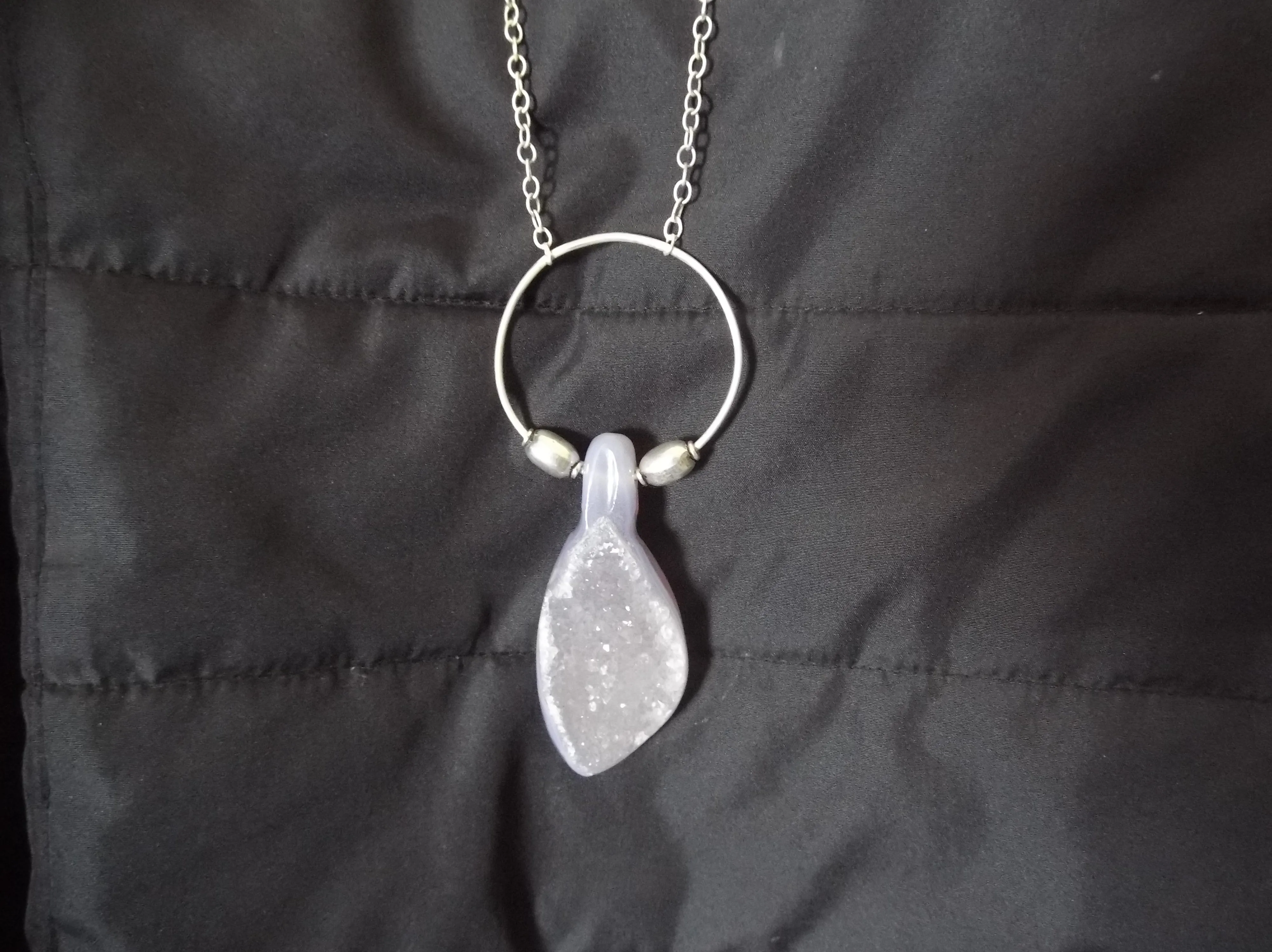 ONE OF A KIND PURPLE CHALCEDONY DRUZY PENDENT