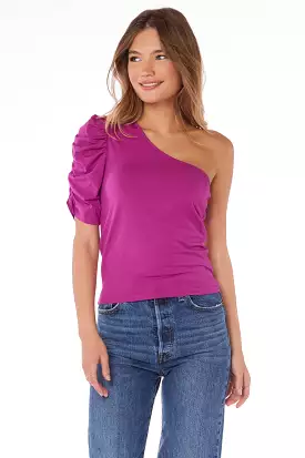 ONE SHOULDER SHIRRED TOP