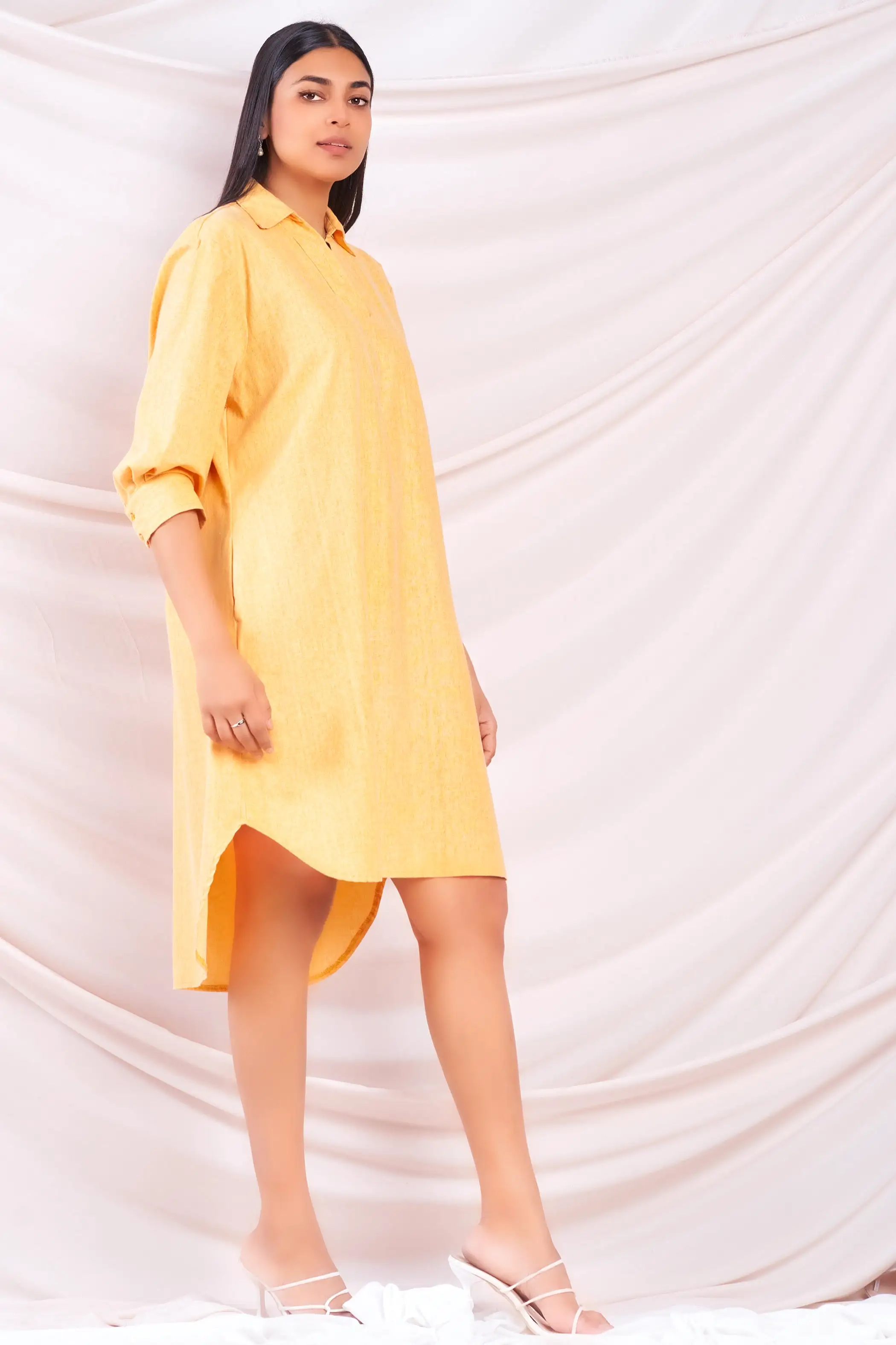 Oversized High Low Linen Dress