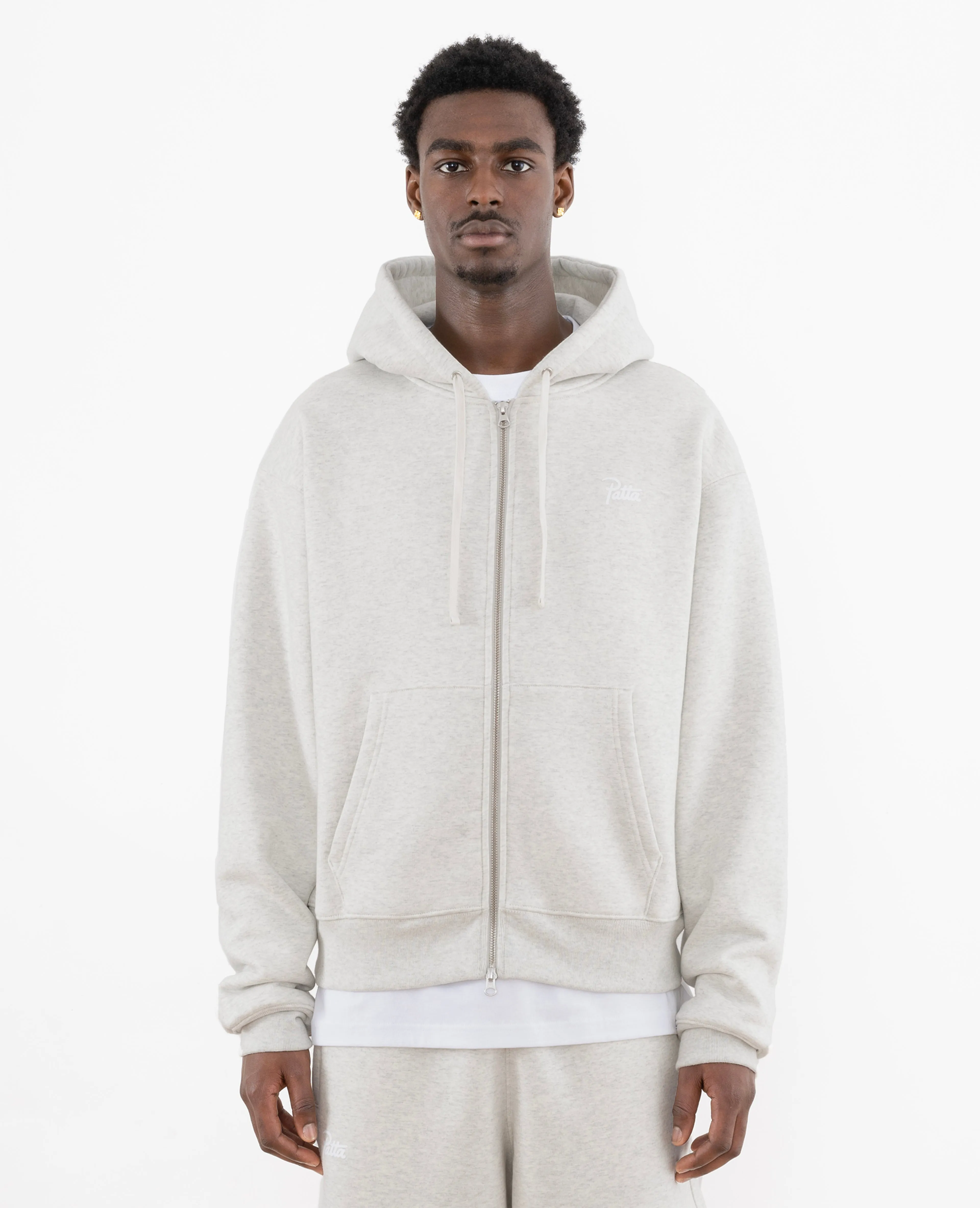 Patta Basic Waffle Zip Hooded Sweater (Melange Grey)