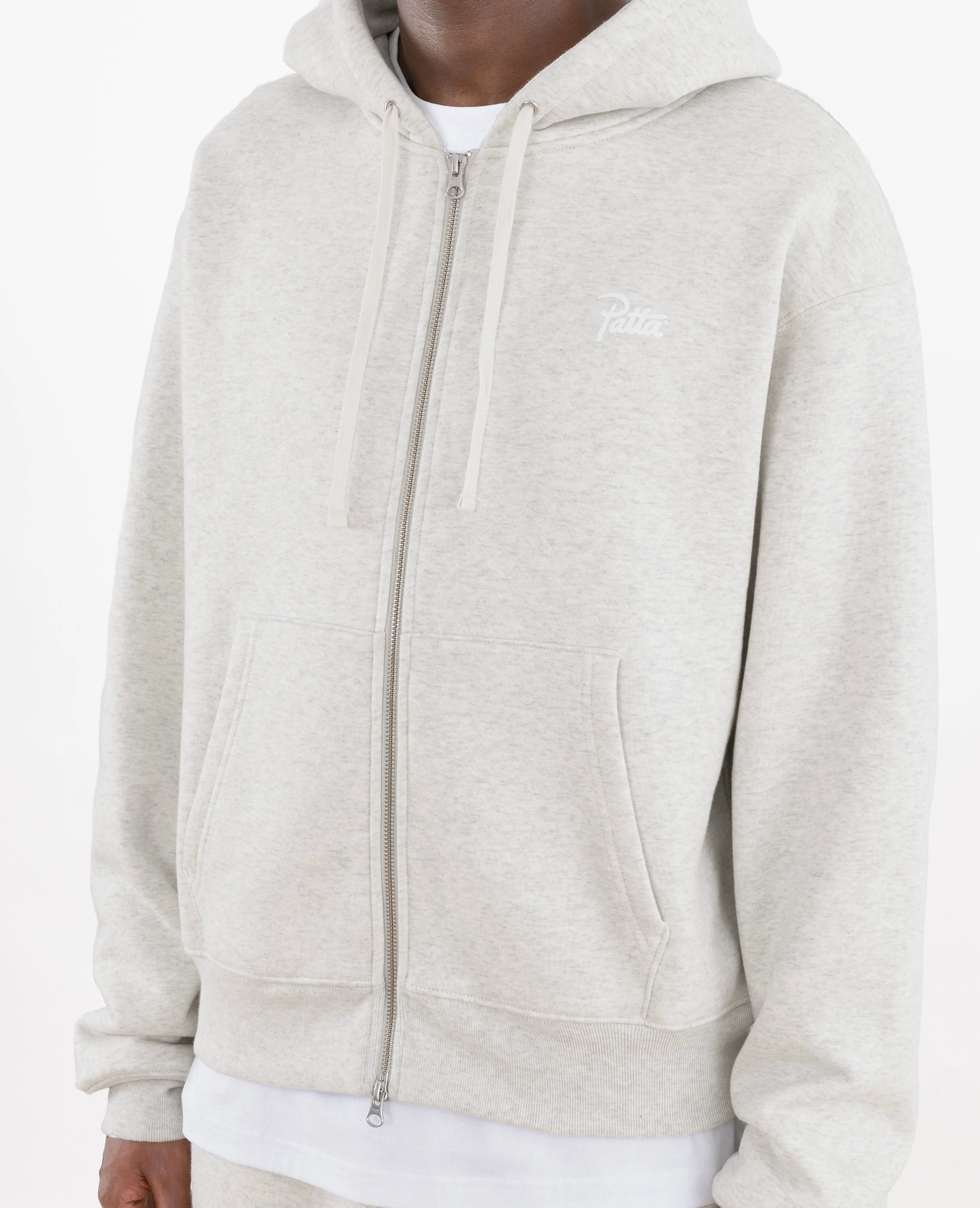 Patta Basic Waffle Zip Hooded Sweater (Melange Grey)