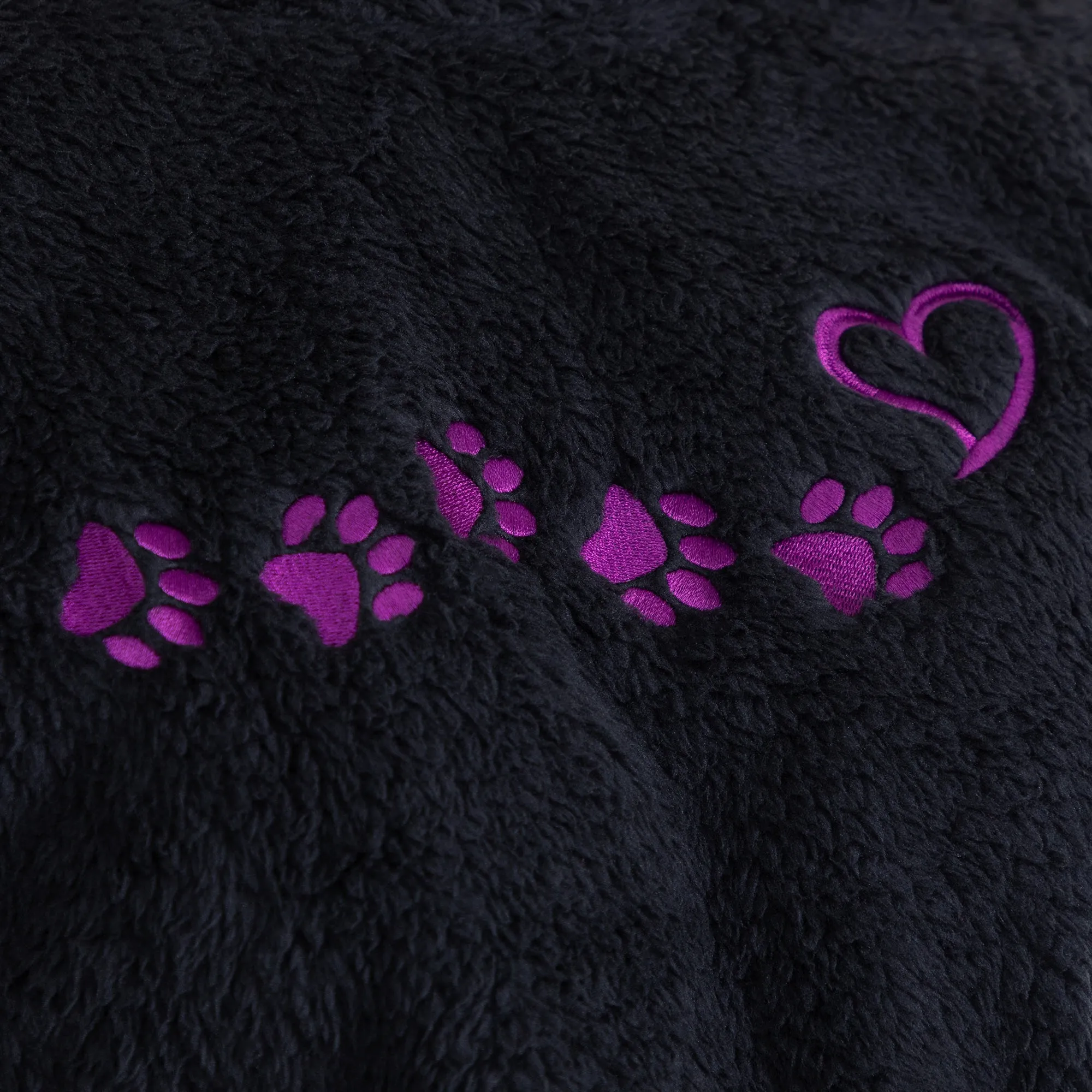 Paw Print Mock Neck Sherpa Fleece Pullover with Thumb Holes