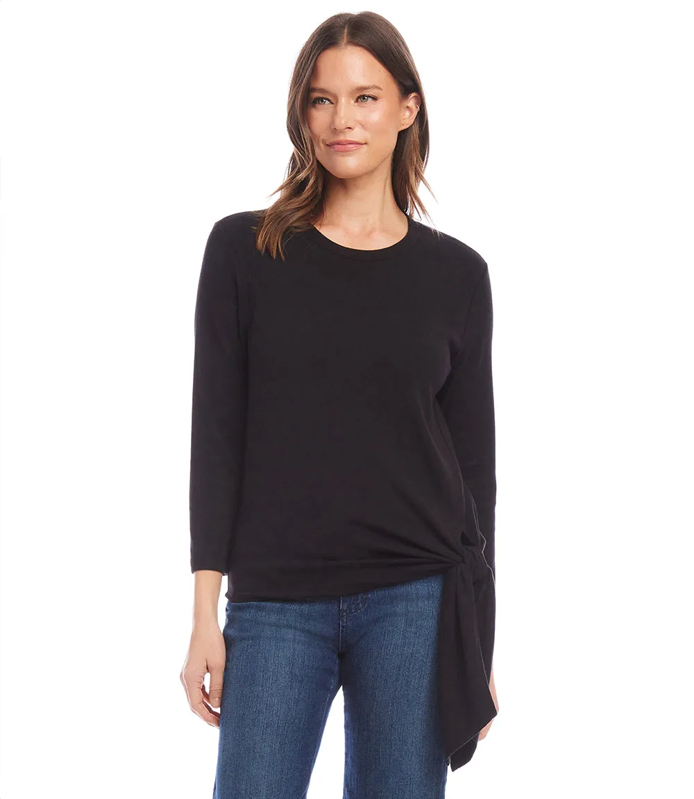 Petite Size Three Quarter Sleeve Side-Tie Top