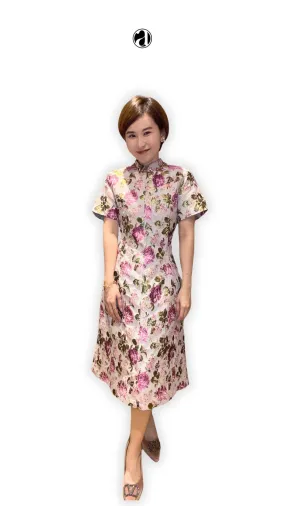 Ping Silk Brocade A-Line Dress