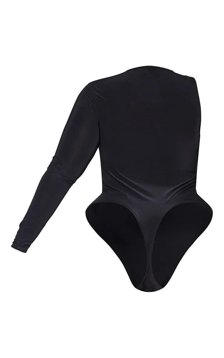 Plus Black Cut Out Ring Long Sleeve Bodysuit