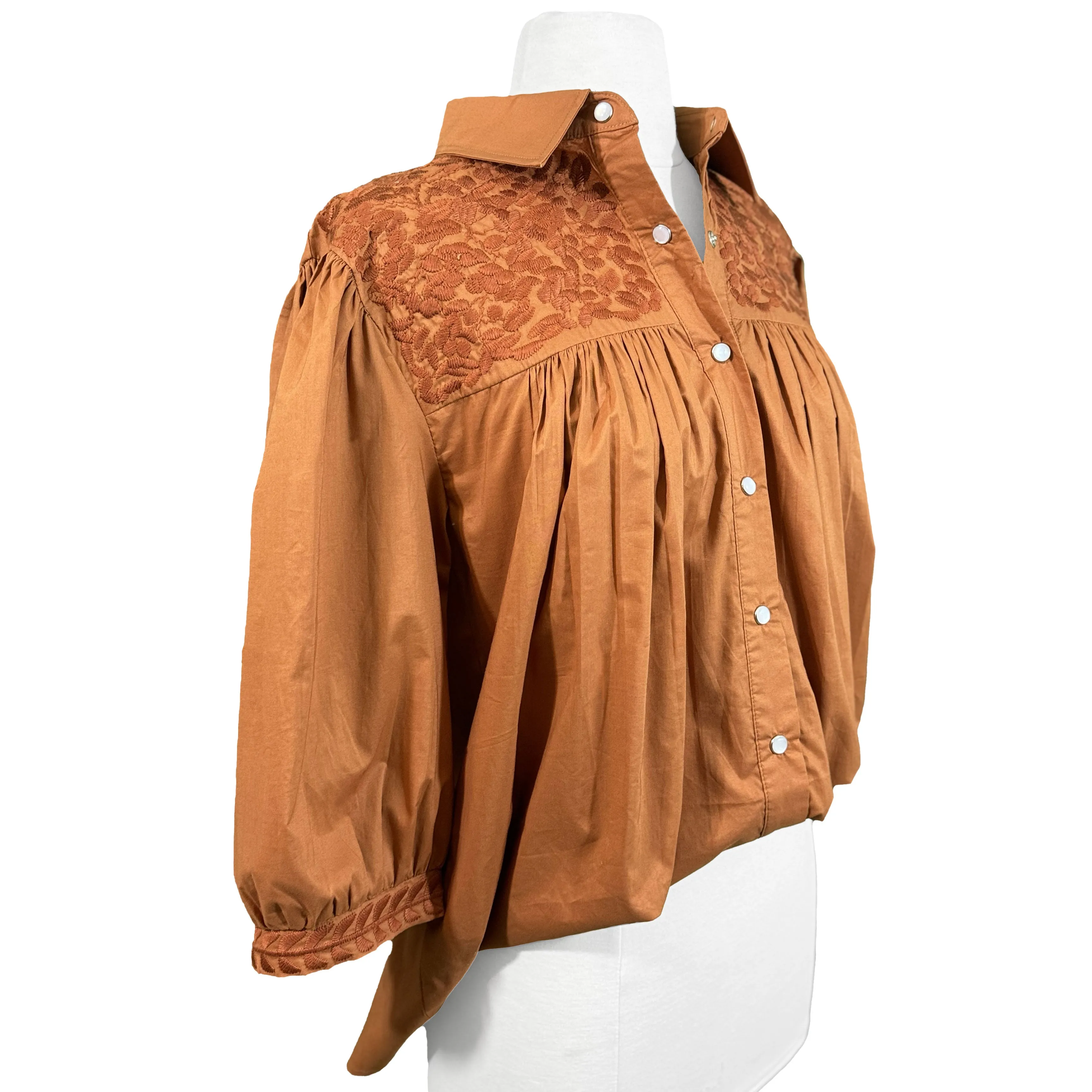 PRE-ORDER: Double Burnt Orange Cowgirl Blouse (early August ship date)