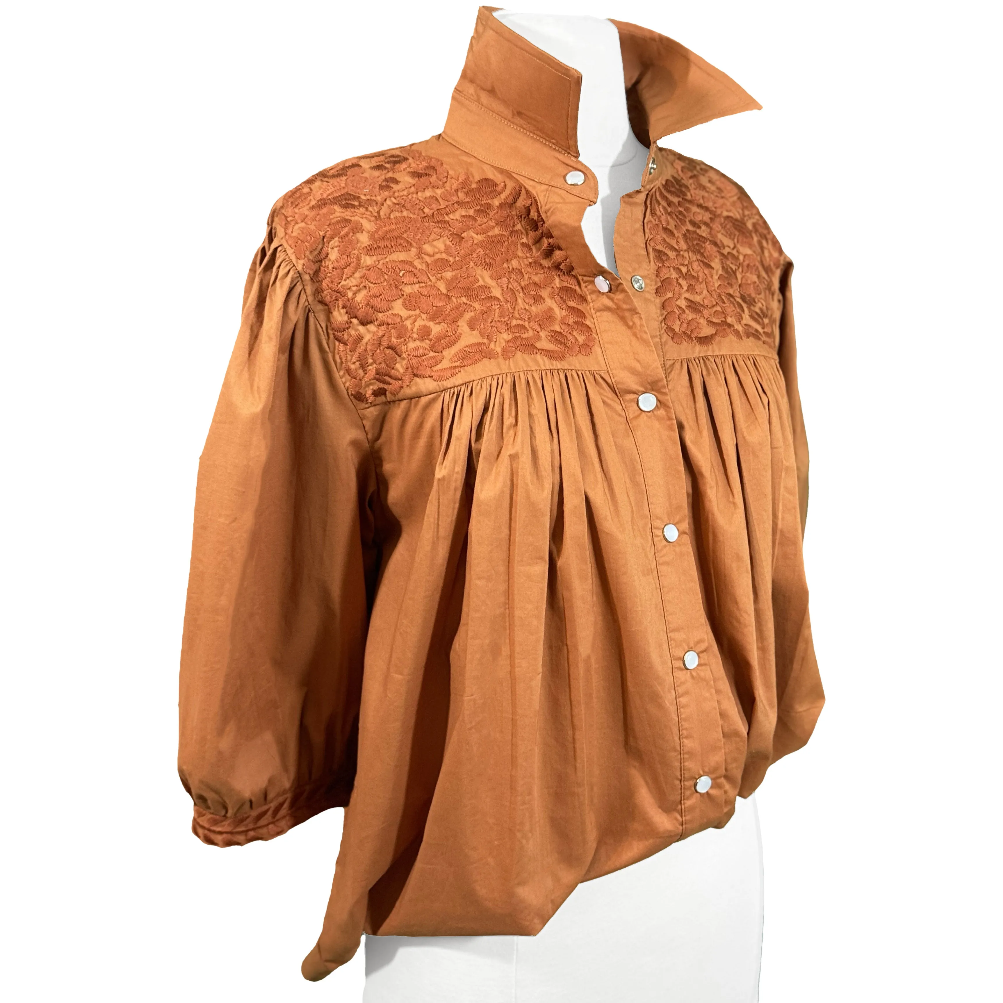 PRE-ORDER: Double Burnt Orange Cowgirl Blouse (early August ship date)