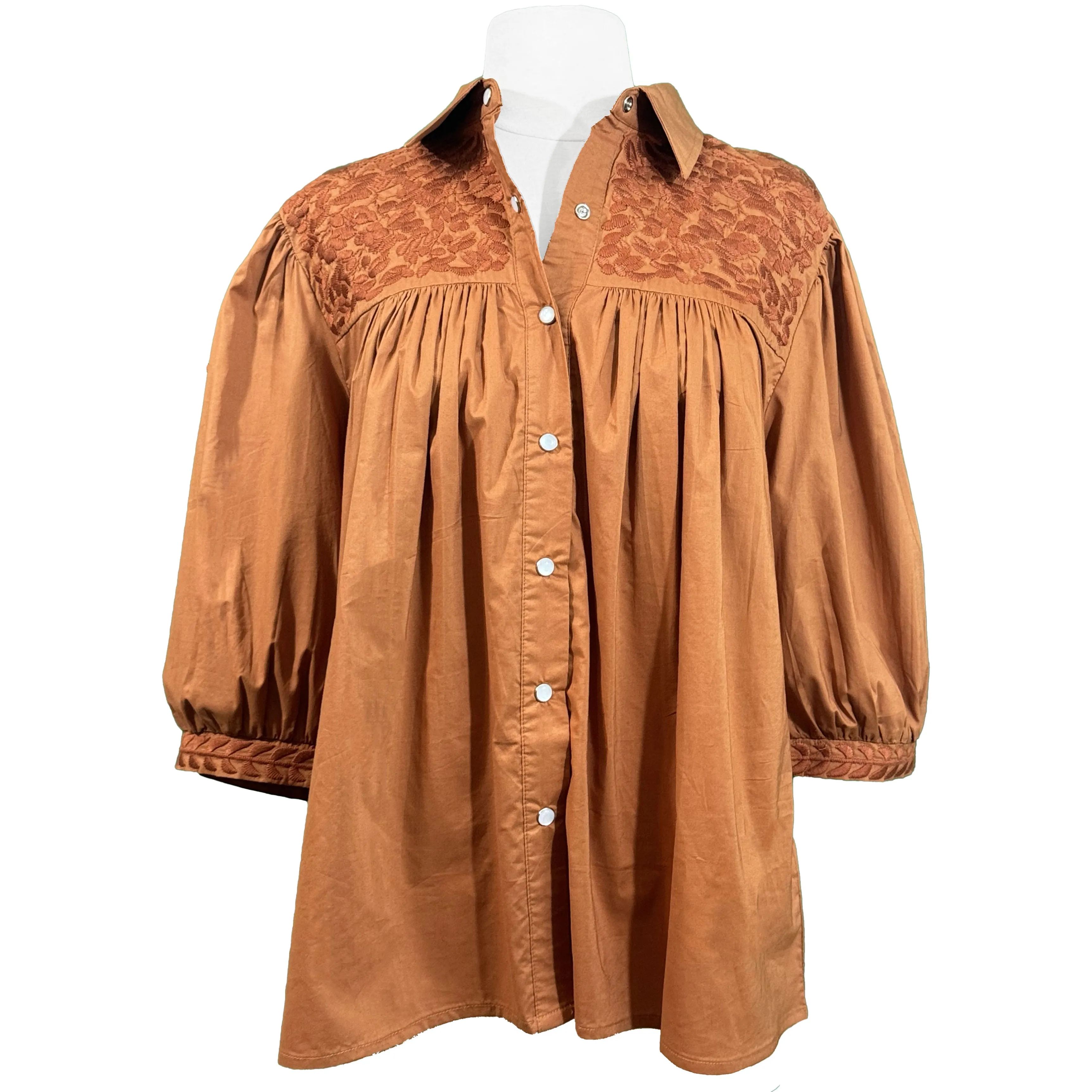 PRE-ORDER: Double Burnt Orange Cowgirl Blouse (early August ship date)