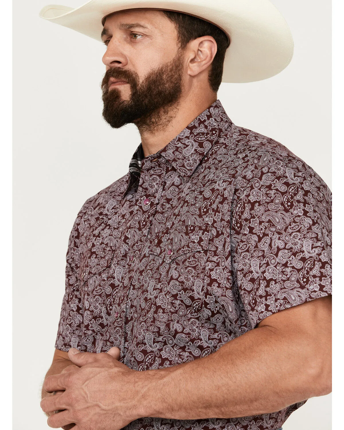 Product Name:  Rodeo Clothing Men's Paisley Print Short Sleeve Snap Western Shirt