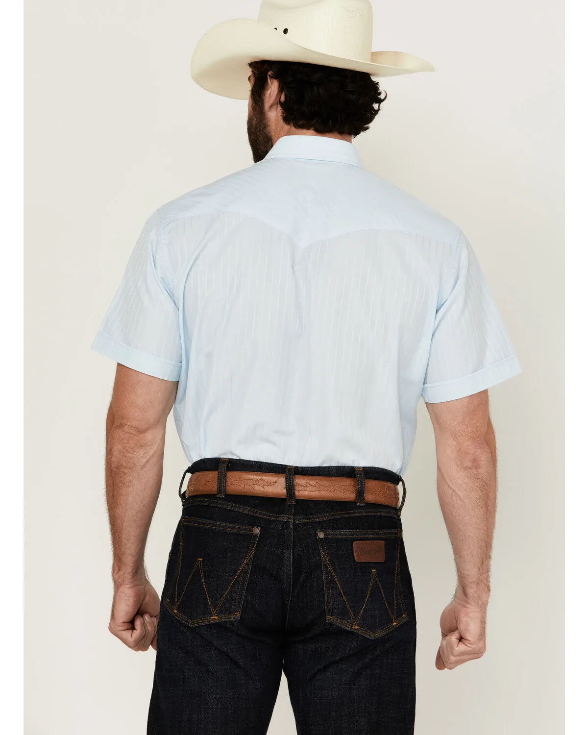 Product Name:  Rodeo Clothing Men's Tonal Satin Striped Short Sleeve Pearl Snap Western Shirt