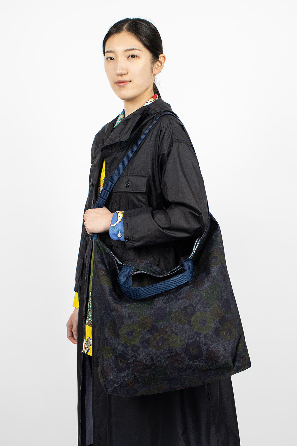 Reversible Denim Carry All Tote Indigo/Floral