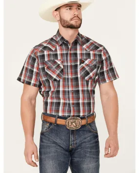 Rodeo Clothing Men's Plaid Print Short Sleeve Snap Western Shirt