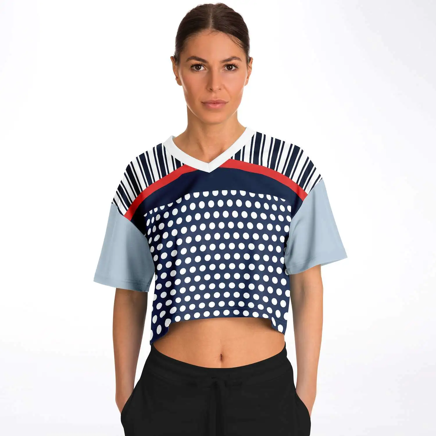 Sail Away Blue Polka Dot Crop Jersey