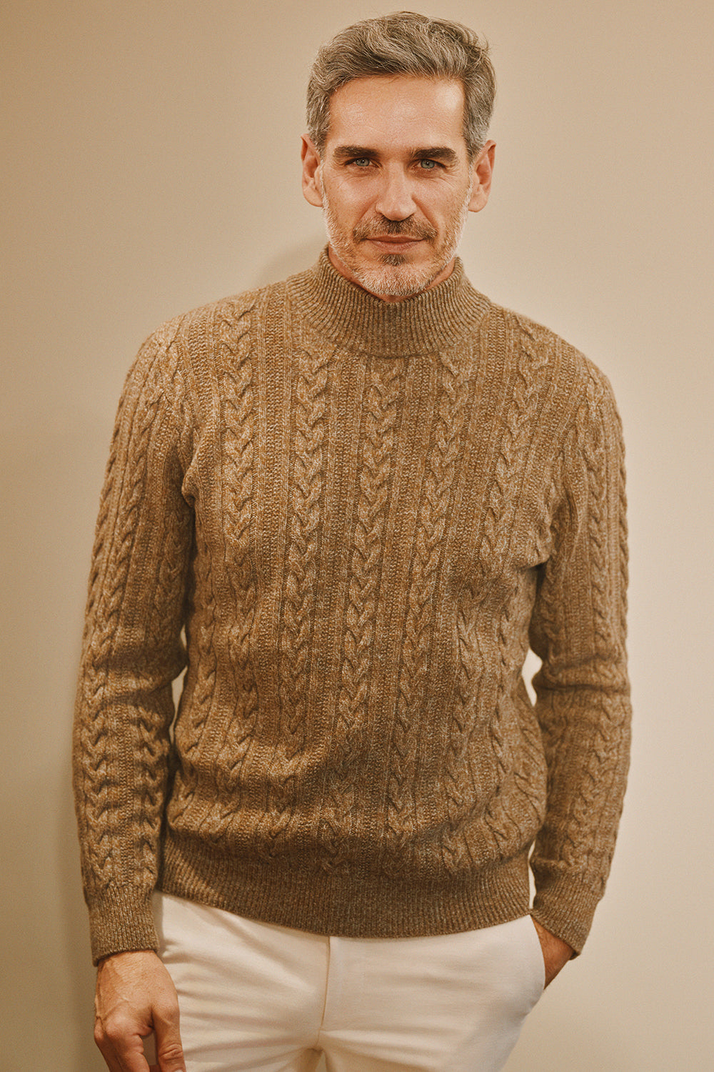 Sauvian knitted Crew Neck in Mouliné Cashmere