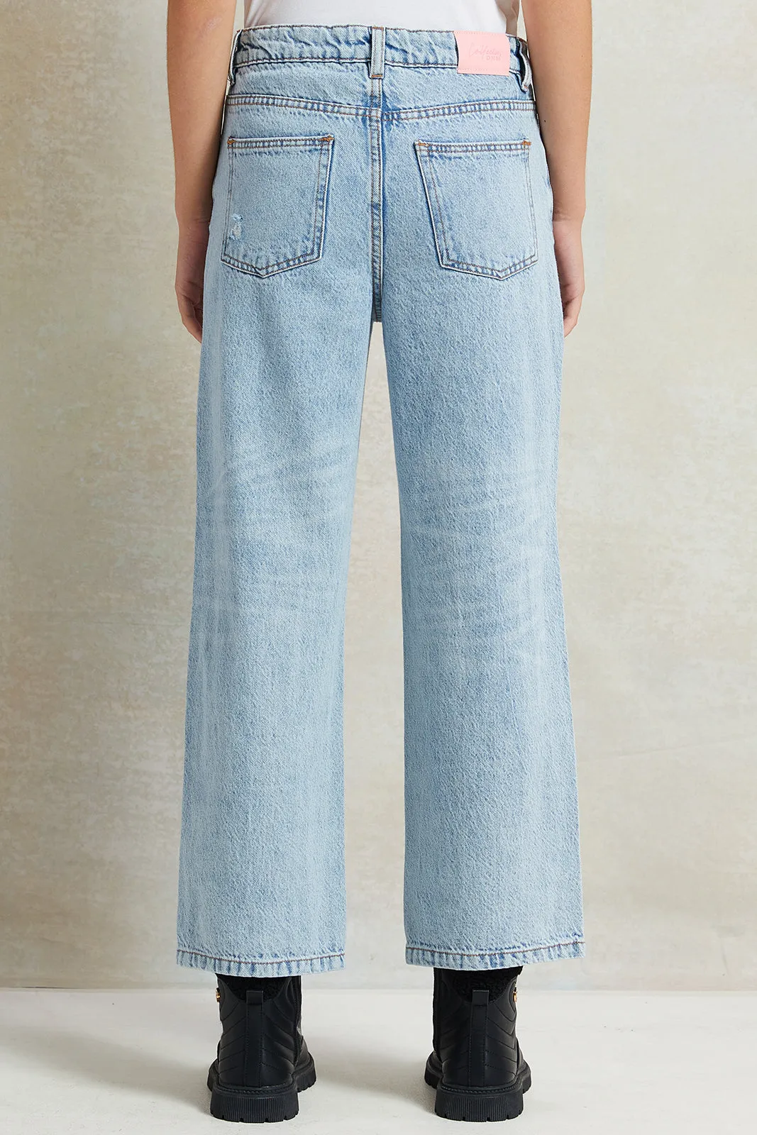 Senior Girls Blue Straight Fit Jeans