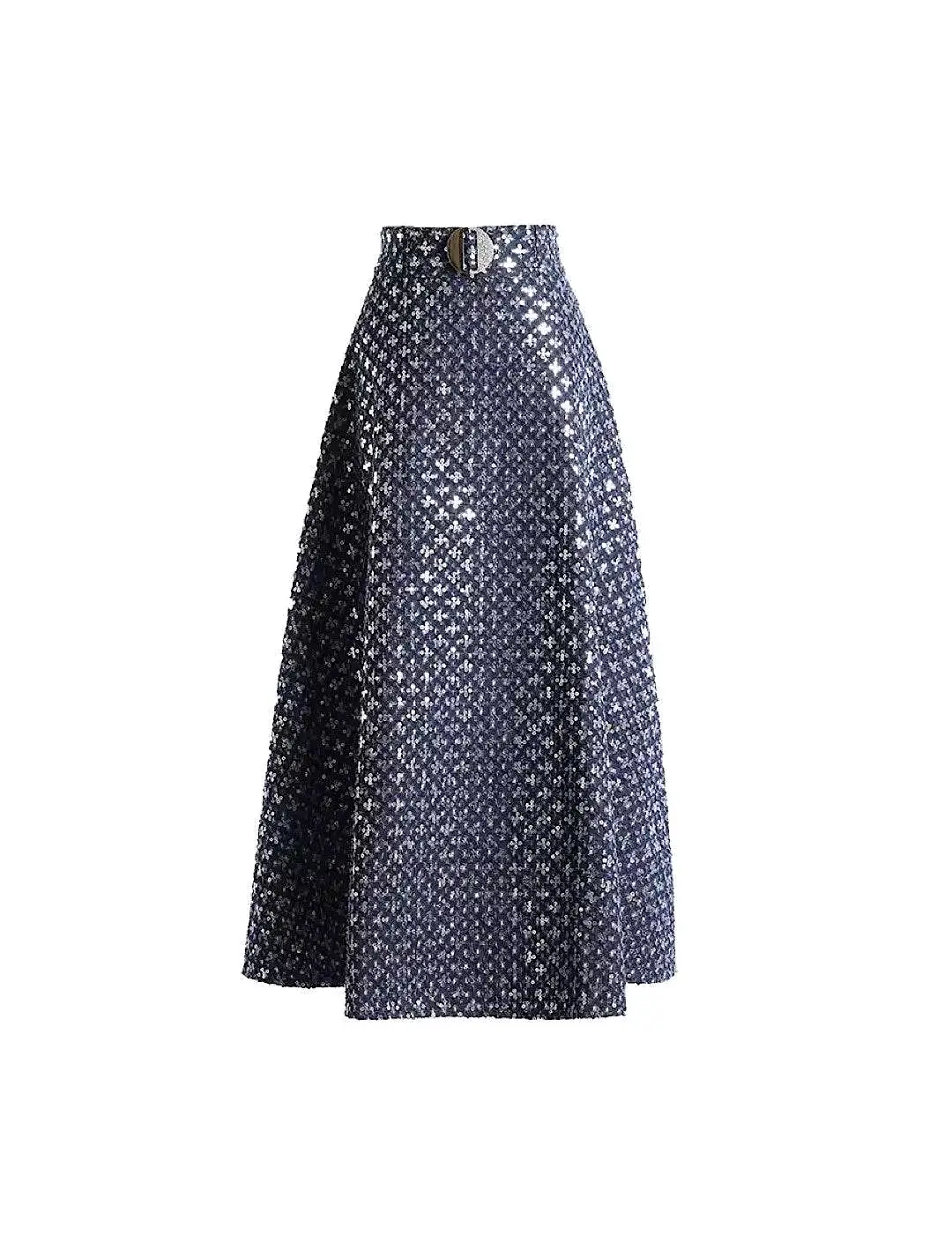 Sequined Flower Pattern A-Line Skirt