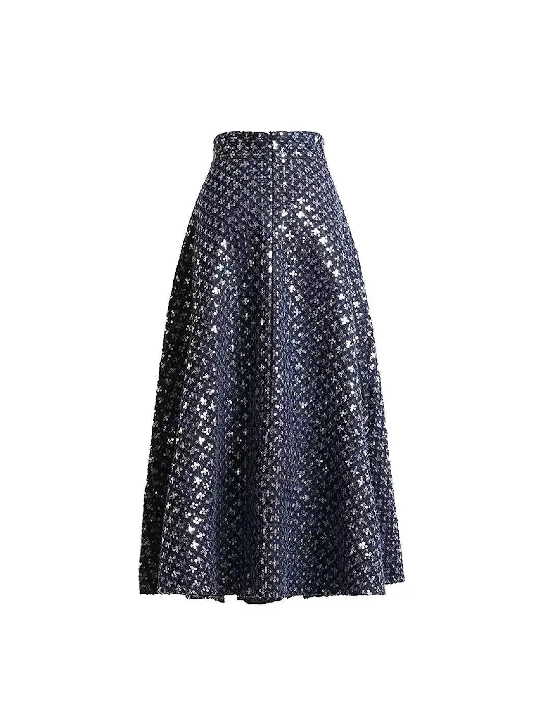 Sequined Flower Pattern A-Line Skirt