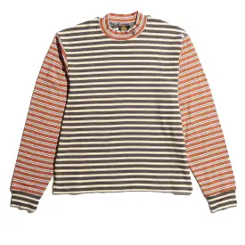 SexHippies Striped Mock Neck Black Stripe/Burnt Orange Stripe