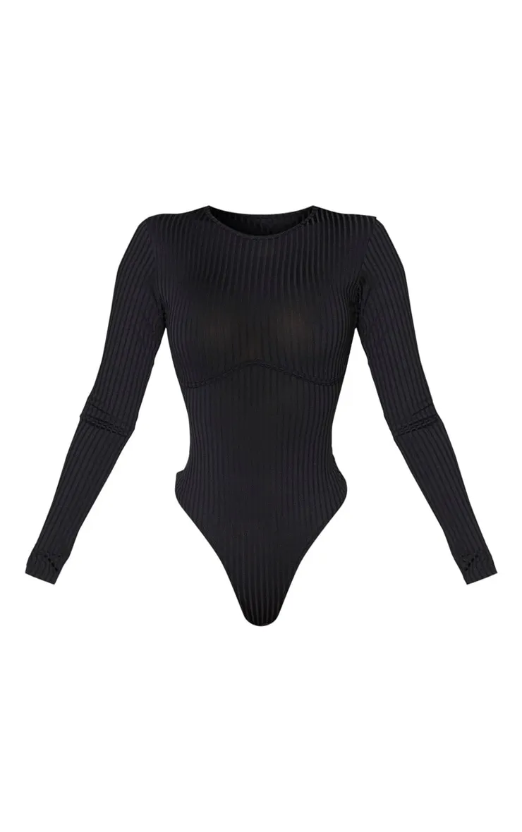 Shape Black Ribbed Underbust Detail Bodysuit