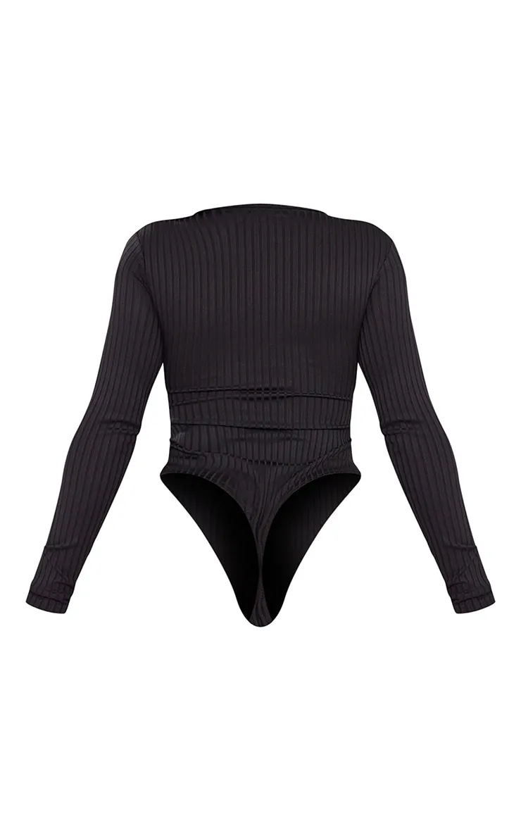 Shape Black Ribbed Underbust Detail Bodysuit