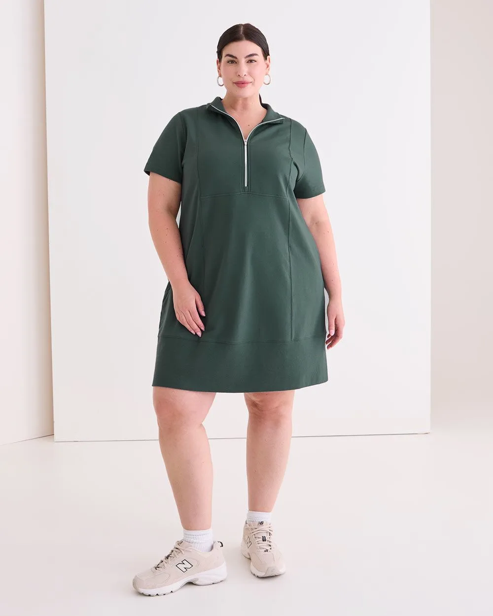 Short-Sleeve Mock-Neck Dress - Active Zone