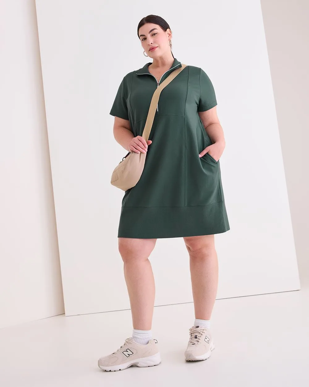 Short-Sleeve Mock-Neck Dress - Active Zone