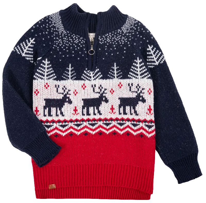 Simply Southern Deer Holiday Soft Cozy Long Sleeve Quarter Zip Sweatshirt